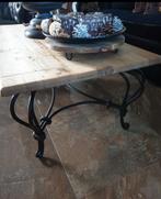 Salontafel hout smeedijzer onderstel, Ophalen of Verzenden, Zo goed als nieuw, Rechthoekig, Hout