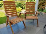 2 clarecraft 5 standen hardhouten stoelen, Tuin en Terras, Ophalen, Gebruikt, Hout, Verstelbaar