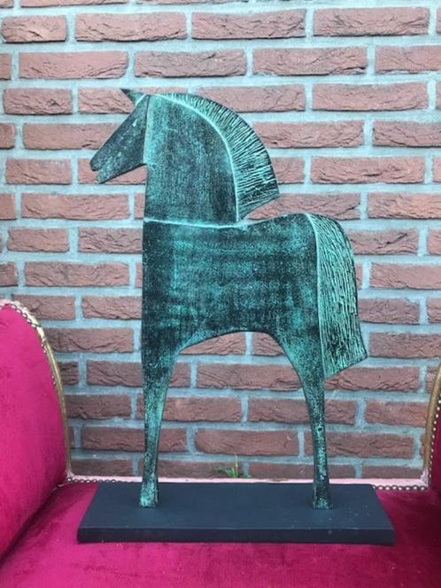 bijzonder paardenbeeld, aluminium met bronspatina, Antiek en Kunst, Kunst | Beelden en Houtsnijwerken, Ophalen of Verzenden