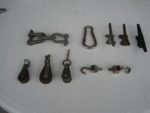 Harpsluitingen, tufnol blokken, musketon haak en kikkers., Watersport en Boten, Accessoires en Onderhoud, Gebruikt, Overige typen