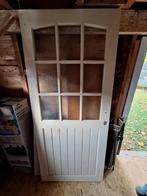 Klassieke Voordeur met kozijn - Hout en Glas, Gebruikt, Ophalen of Verzenden, Buitendeur, 200 tot 215 cm