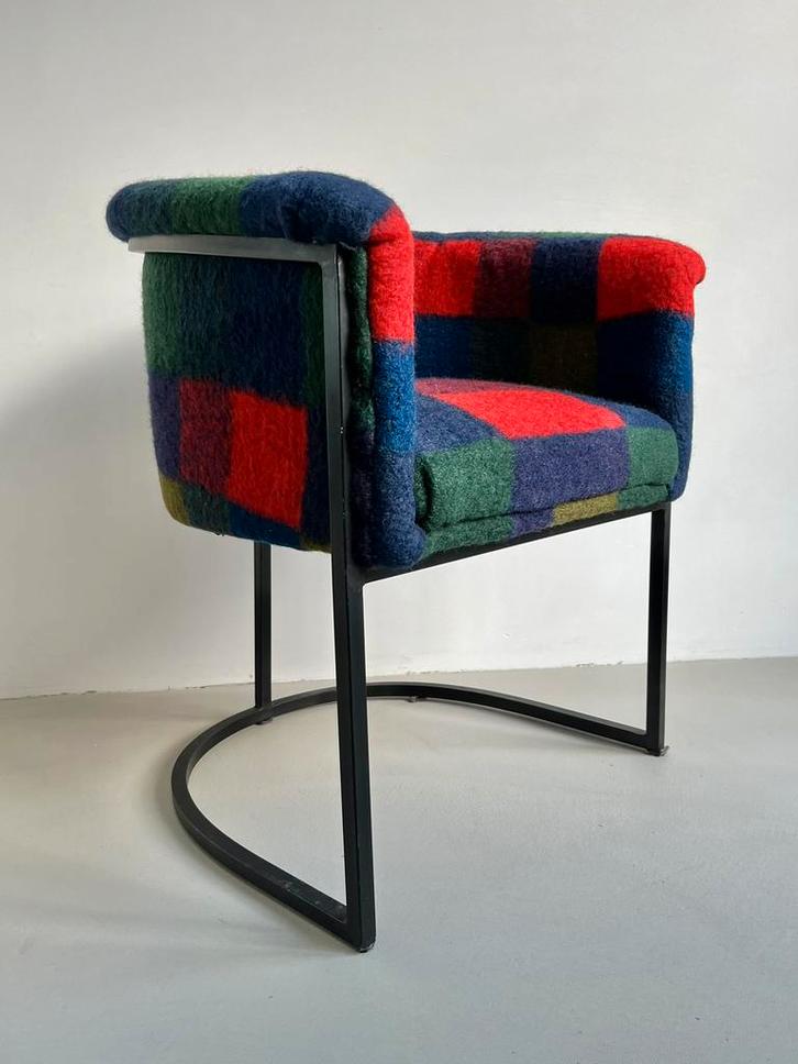 Unieke en handgemaakte design fauteuil (PTMD), Huis en Inrichting, Stoelen, Zo goed als nieuw, Eén, Hout, Metaal, Stof, Ophalen