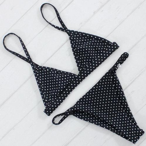 Zwarte polka dots triangle bikini sexy badpak maat S M L XL, Kleding | Dames, Badmode en Zwemkleding, Nieuw, Bikini, Zwart, Verzenden