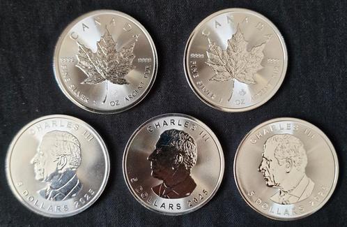 5x 1 oz Maple Leaf Zilver Munten 2025, Postzegels en Munten, Edelmetalen en Baren, Zilver, Ophalen of Verzenden