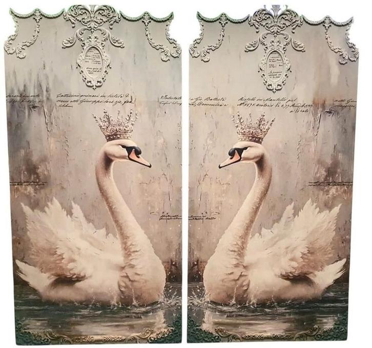 Set Brocante Wandpanelen met Zwanen, Antiek en Kunst, Curiosa en Brocante, Ophalen
