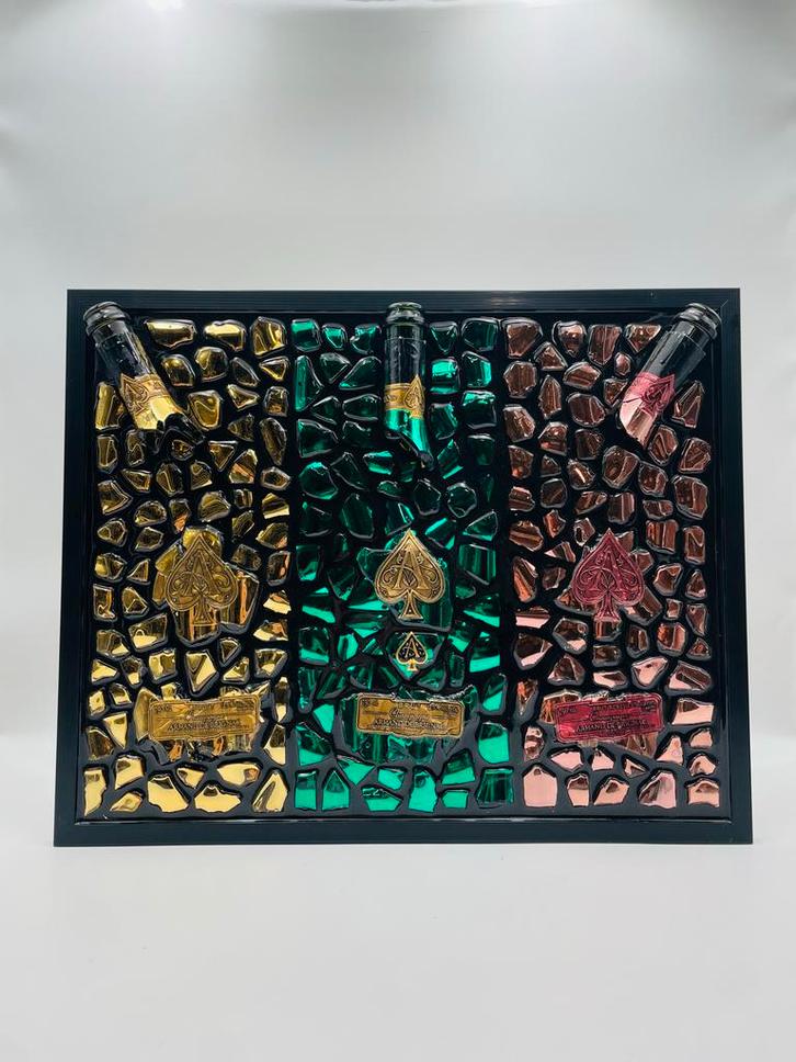 Armand de Brignac Gebroken Fles Kunst Epoxy, Antiek en Kunst, Kunst | Schilderijen | Modern, Ophalen of Verzenden