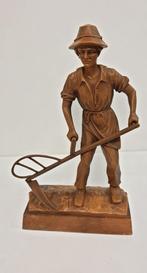 Vintage houten sculptuur van boer, Ophalen of Verzenden