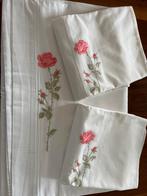 Vintage laken Set met Roos Borduurwerk, Ophalen of Verzenden