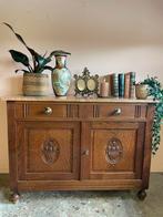 Vintage houten commode met terra marmeren blad, Huis en Inrichting, Ophalen, Gebruikt