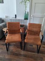 2 Lizzy eetkamerstoelen (Leen Bakker) in Cognac kleur, Huis en Inrichting, Stoelen, Ophalen, Metaal, Twee, Bruin
