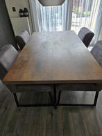 Eiken tafel met stalen onderstel, Huis en Inrichting, Tafels | Eettafels, Ophalen, Eikenhout, 50 tot 100 cm, Zo goed als nieuw