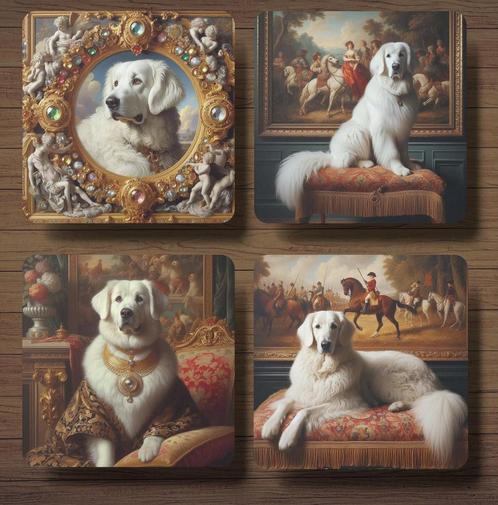Kuvasz Barok onderzetters met houder, Huis en Inrichting, Woonaccessoires | Onderzetters, Nieuw, Glas of Kopje, Ophalen of Verzenden