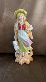 Antiek porselein meisje met hond, Ophalen of Verzenden