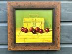 Schilderij kersen met oude trommel, Tj. Drenth 1998, Ophalen