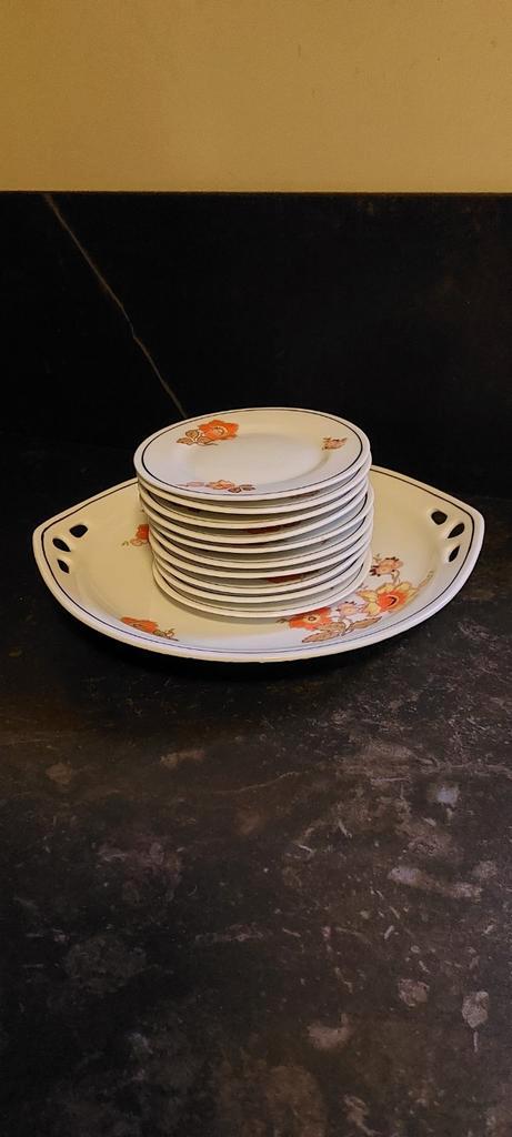 Mosa Maastricht Gebakstel - 11 delig, Huis en Inrichting, Keuken | Servies, Schaal of Schalen, Overige stijlen, Porselein, Ophalen of Verzenden