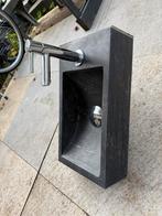 Fonteinset Natuursteen Wasbak Toilet - 41x25cm, Ophalen of Verzenden, Zo goed als nieuw, Wastafel