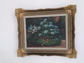 Antiek schilderij op paneel - Boeket Hortensia’s beschikbaar voor biedingen