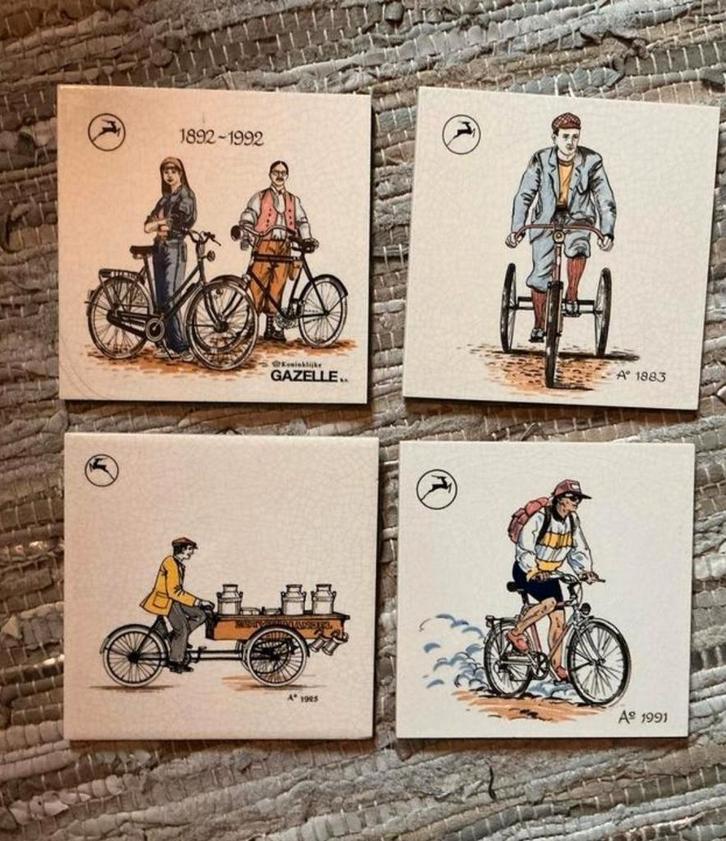 Set van 4 unieke Gazelle tegels plateelbakkerij Schoonhoven, Antiek en Kunst, Antiek | Wandborden en Tegels, Ophalen of Verzenden