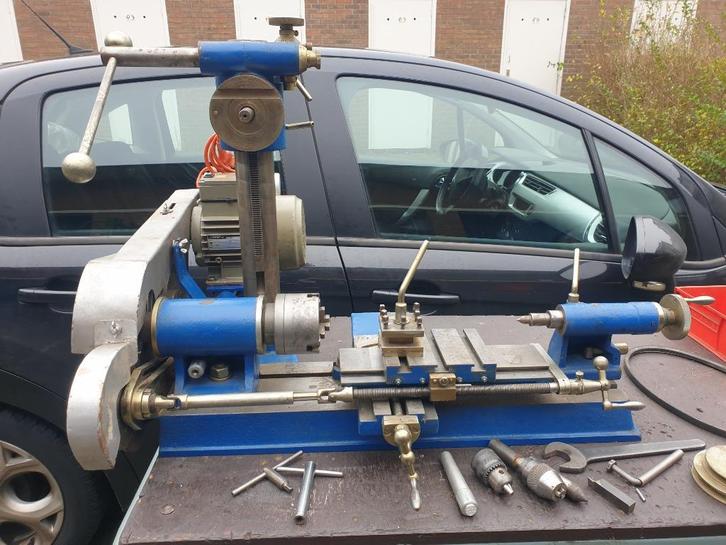 HORLOGEMAKERS DRAAIBANK met FREESKOLOM (HOMMEL), Doe-het-zelf en Verbouw, Draaibanken, Zo goed als nieuw, Metaaldraaibank, Minder dan 500 mm