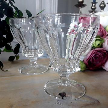Vintage ijscoupes, dessertglas, cocktailglas, glazen (2x)  beschikbaar voor biedingen