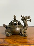 Draak, Schildpad wierookbrander China brons gestempeld, Antiek en Kunst, Ophalen of Verzenden