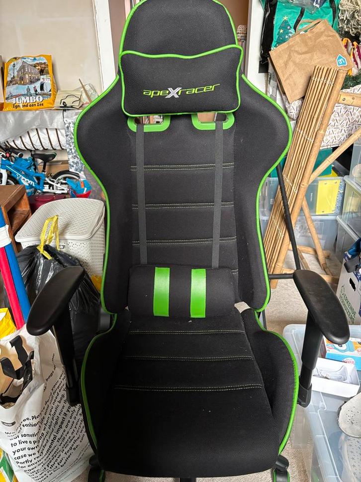 Apex Racer Gaming Bureaustoel - Zwart/Groen, Huis en Inrichting, Bureaustoelen, Zo goed als nieuw, Bureaustoel, Zwart, Gaming bureaustoel