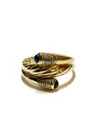 14k gouden ring met saffier en diamant, 18 tot 19, -, -, Ophalen of Verzenden