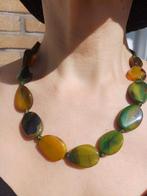 Vanoli collier ketting van groen-geel agaat schijfjes, Daiva1973@hotmail.com, Vanoli, Overige kleuren, Amsterdam