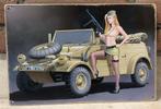 Wo2 Duitse Soldate sexy pin up Metalen Leger Wandbord, Verzenden, Landmacht