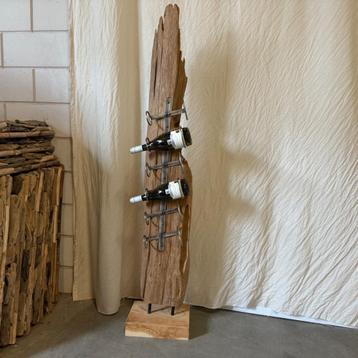 Wijnrek – teak / metaal – voor 6 flessen – TTM Wonen beschikbaar voor biedingen
