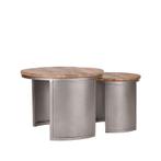 Twee hout/metalen salontafels: merk Label51, Rond, Nieuw, Metaal, Minder dan 50 cm