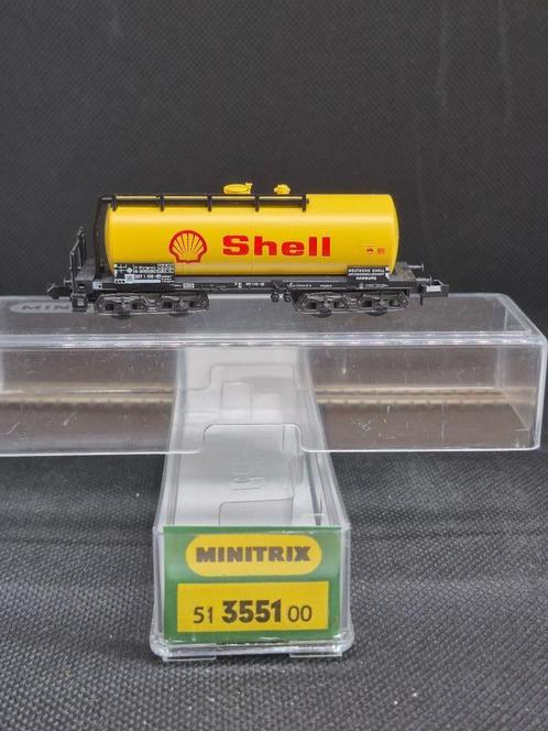 Minitrix 3551 - ketelwagen 'SHELL' (14803), Hobby en Vrije tijd, Modeltreinen | N-Spoor, Gebruikt, Wagon, Gelijkstroom, Trix, Ophalen of Verzenden