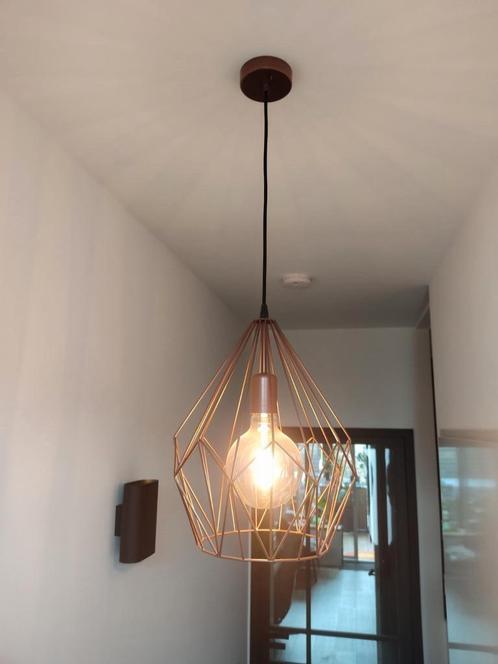 Hanglamp Carlton koper diameter 31cm incl Philips lamp 12cm, Huis en Inrichting, Lampen | Hanglampen, Nieuw, 75 cm of meer, Metaal