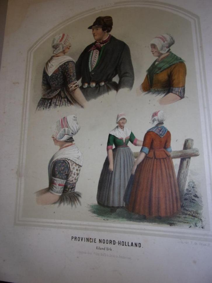 Klederdracht. Bing & Braet.Noord-Holland Eiland Urk 1857, Antiek en Kunst, Kunst | Etsen en Gravures, Ophalen of Verzenden