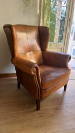 Schapenleren Oorfauteuil, Ophalen, Gebruikt, 75 tot 100 cm, Leer