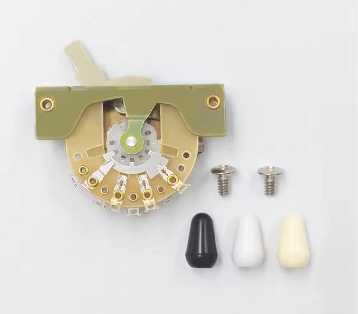 5-weg switch hq + strat knoppen wit aged zwart + screws, Muziek en Instrumenten, Instrumenten | Onderdelen, Nieuw, Elektrische gitaar