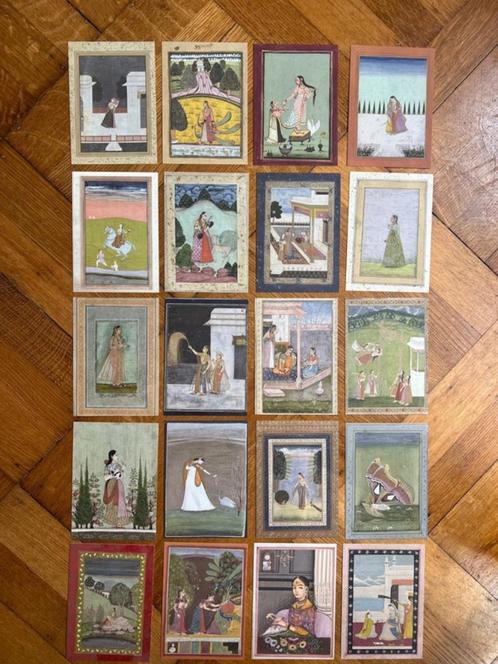 20 wandkunstkaarten - Indiase miniaturen, Antiek en Kunst, Kunst | Overige Kunst, Verzenden