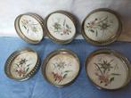 6 onderzetters, Gentiaan, porselein +  nikkel €3.-per stuk, Ophalen of Verzenden, Gebruikt, Glas of Kopje