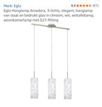 Hanglamp EGLO , 3 lichts, Huis en Inrichting, Lampen | Hanglampen, Ophalen, 50 tot 75 cm, Zo goed als nieuw, Glas