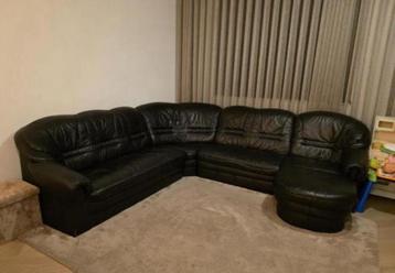 Leren Hoekbank - Zwart beschikbaar voor biedingen