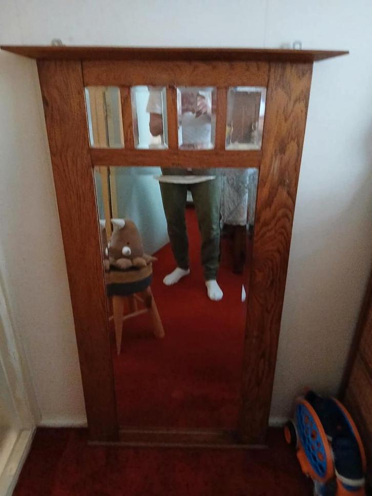 Houten Spiegel met Bovenstuk, Huis en Inrichting, Woonaccessoires | Spiegels, Ophalen