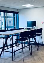 Bartafel 240x120 licht eiken + 6 barkrukken donkerblauw, Huis en Inrichting, Barren, Ophalen, Zo goed als nieuw, Inclusief barstoelen