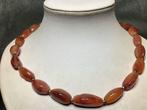 PRACHTIGE RODE AGAAT? EDELSTENEN COLLIER CIRCA 42-45 CM LANG, Sieraden, Tassen en Uiterlijk, Antieke sieraden, Verzenden, Ketting