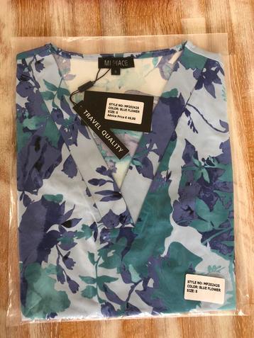 Mi Piace Hemd V-hals blue flower maat S  |  NIEUW beschikbaar voor biedingen