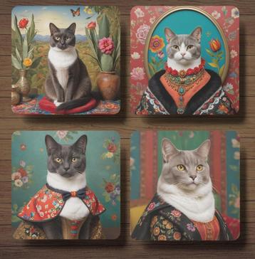 Brits Korthaar Frida Kahlo onderzetters met houder beschikbaar voor biedingen
