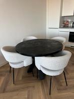 Ronde eettafel met 4x teddystof stoelen, Huis en Inrichting, Complete eetkamers, Ophalen, Nieuw