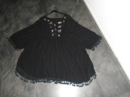 Made in Italy Prachtige Viscose Wijde Jurkje Tuniek XXXXL, Kleding | Dames, Grote Maten, Zo goed als nieuw, Blouse of Tuniek, Zwart