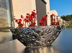Sierlijk gedecoreerde zilveren glazen bloem- of plantenbak, Ophalen, Overige kleuren, Minder dan 50 cm, Glas