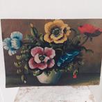 Oud bloemenschilderij op doek Anemonen, Antiek en Kunst, Ophalen of Verzenden