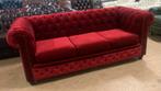 Prachtige Stoffen Chesterfield Bank 3 Zits Rood., Huis en Inrichting, Banken | Bankstellen, Gebruikt, Driepersoons, Ophalen of Verzenden